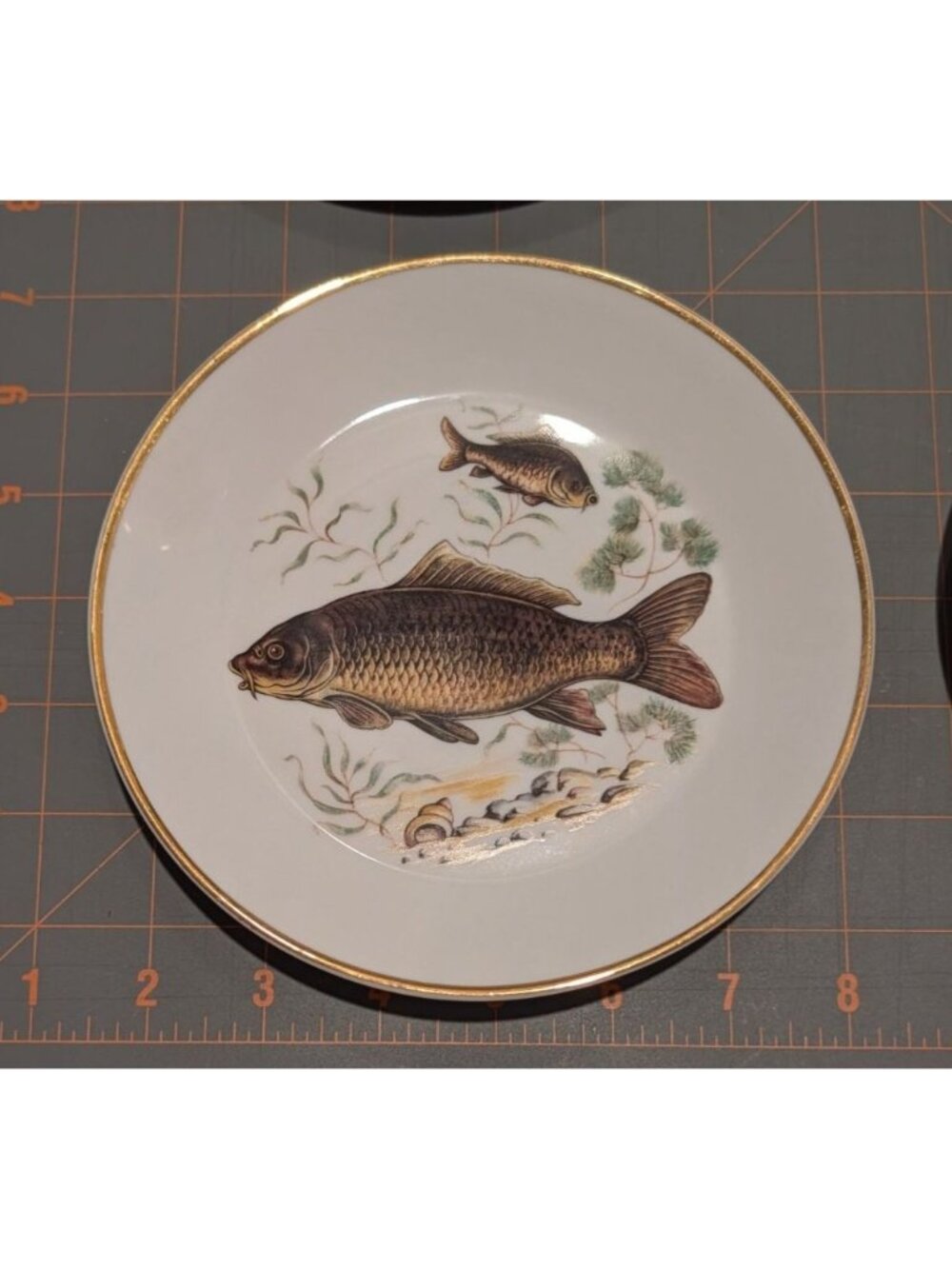 Vintage Naaman Israel Fish Platter 6 Plates Gold Trim Porcelain NAA2 Pike Fish - Picture 8 of 16